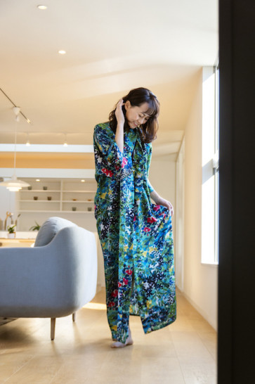 KIMONOdressjapan 100% silk kimono Robe New Made in japan Luxury Gown Bthrobe Green