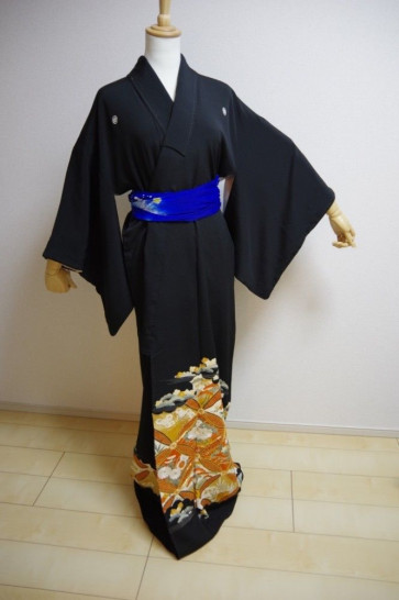 KIMONO DRESS JAPAN VINTAGE TRADITIONAL JAPANESE COSTUME USED KDJM-A0382