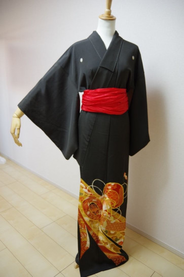 KIMONO DRESS JAPAN VINTAGE TRADITIONAL JAPANESE COSTUME USED KDJM-A0047