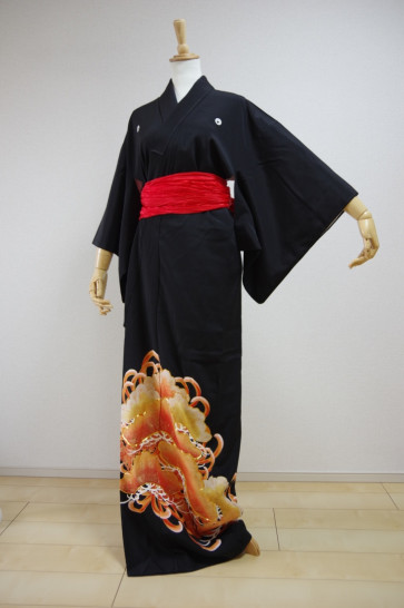 KIMONO DRESS JAPAN VINTAGE TRADITIONAL JAPANESE COSTUME USED KDJM-A0212