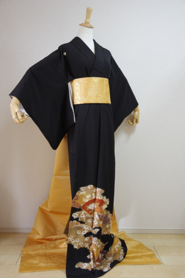 KIMONO DRESS JAPAN VINTAGE TRADITIONAL COSTUME USED KDJM-A04088