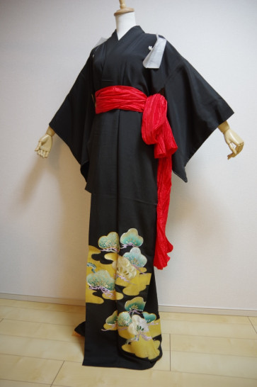 KIMONO DRESS JAPAN VINTAGE TRADITIONAL JAPANESE COSTUME USED KDJM-A0438