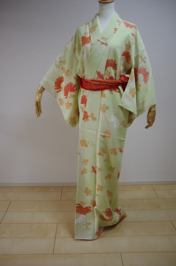 KIMONO DRESS JAPAN VINTAGE TRADITIONAL COSTUME USED KDJM-A0082