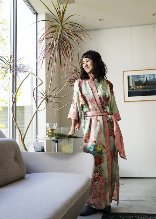 silk kimono Robe gownNew Made in japan ...