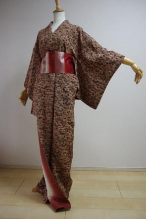 KIMONO DRESS JAPAN VINTAGE TRADITIONAL COSTUME USED KDJM-A0230