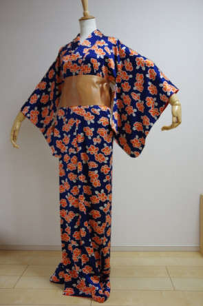 KIMONO DRESS JAPAN VINTAGE TRADITIONAL COSTUME USED KDJM-A0264